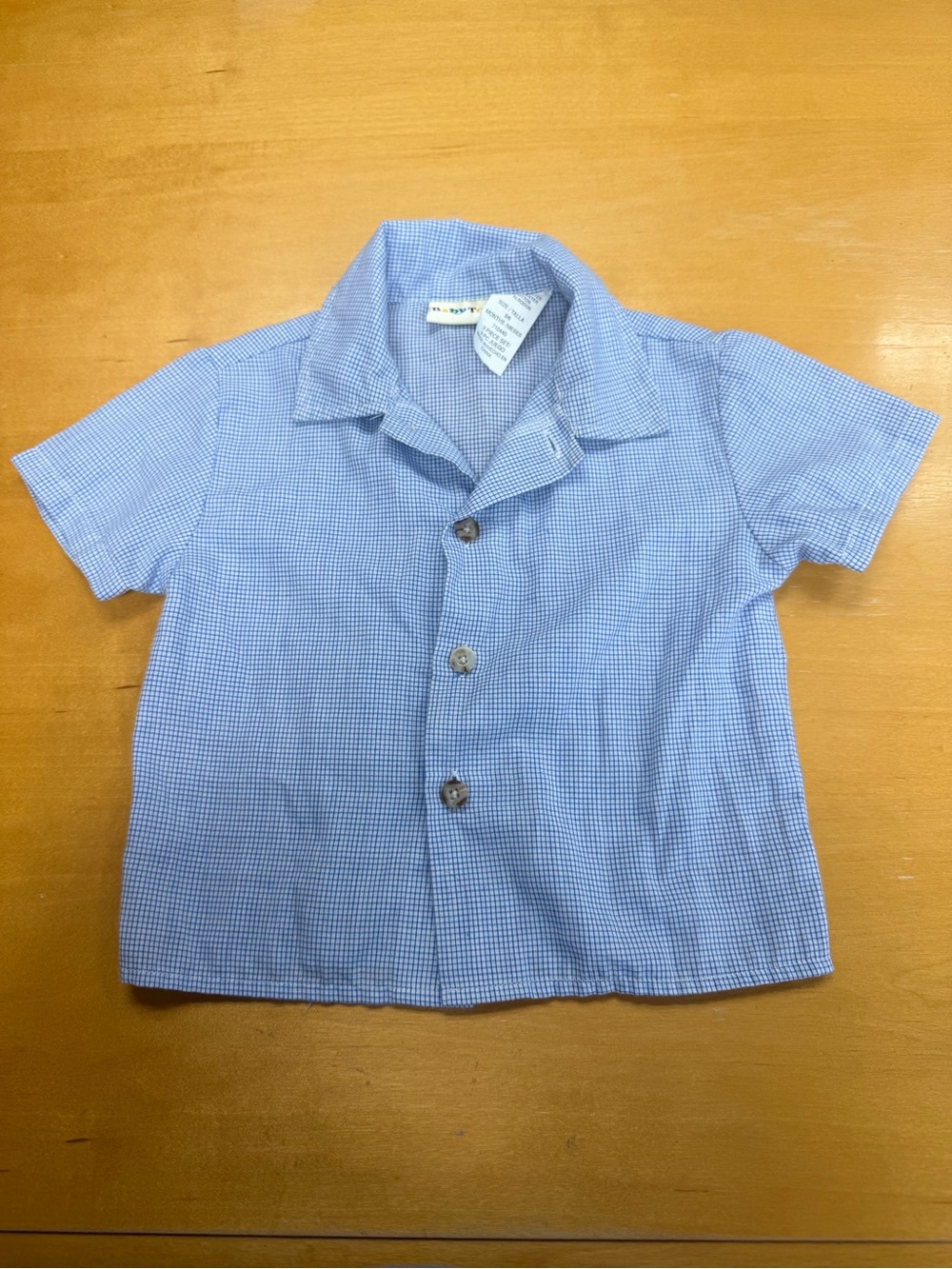 Vintage Baby Boy Blue Checkered Shirt  Baby Tags
